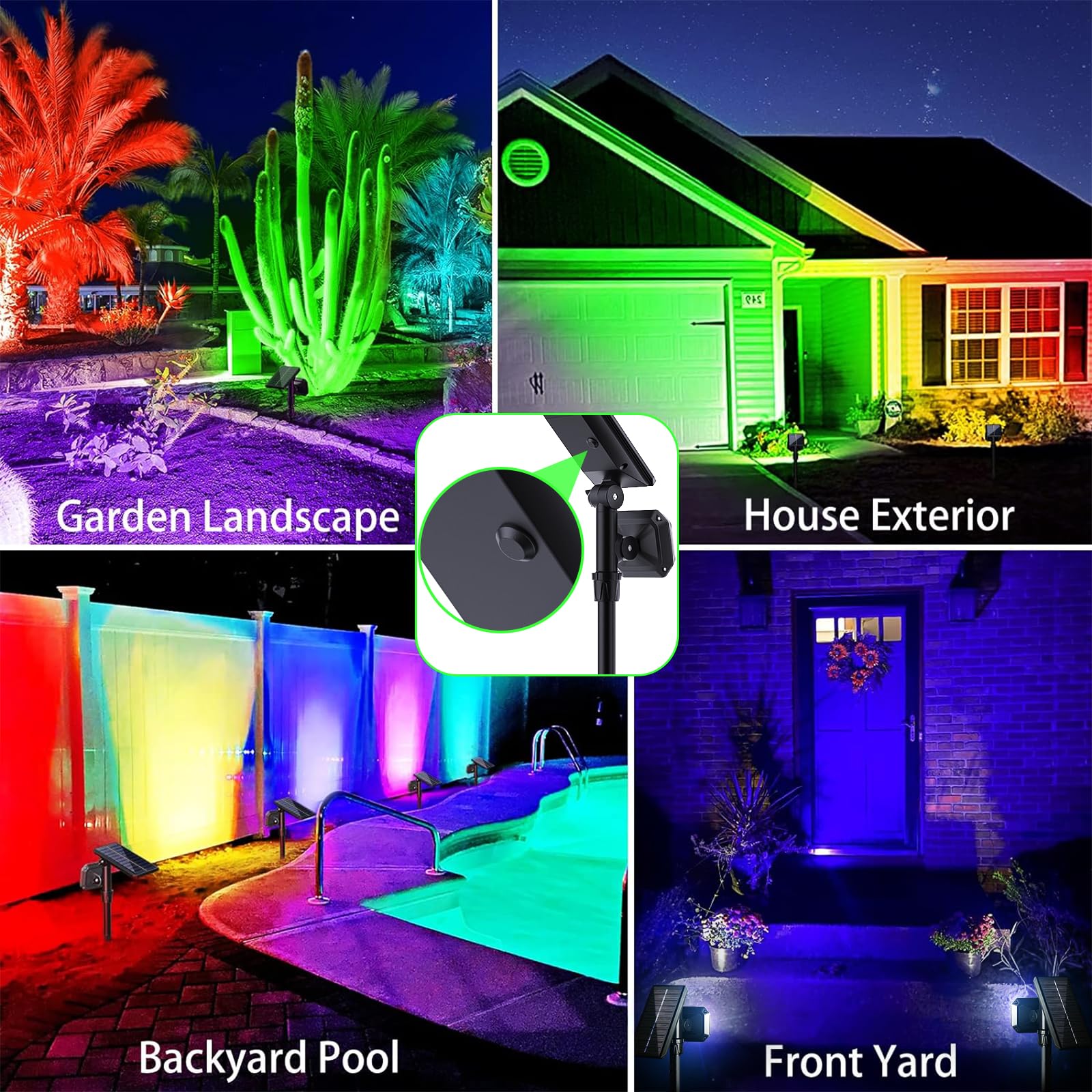 JSOT Solar Spot Lights - Waterproof Outdoor Solar Powered Landscape Lighting for Garden, Yard, Pathway | Energy-Efficient Green Light for Nighttime Safety & Ambience