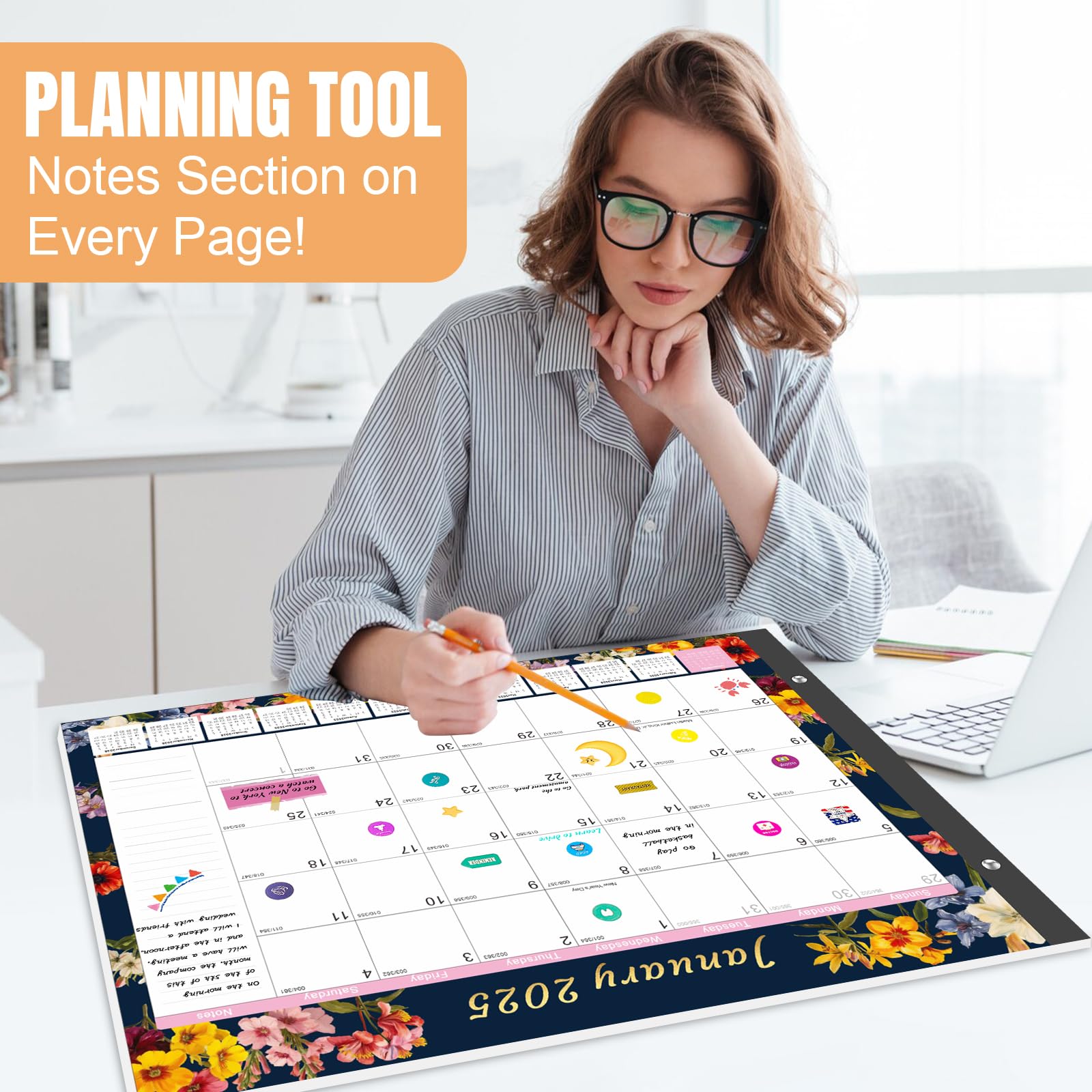 Gannyfer 2025-2026 18-Month Large Desk Calendar (22