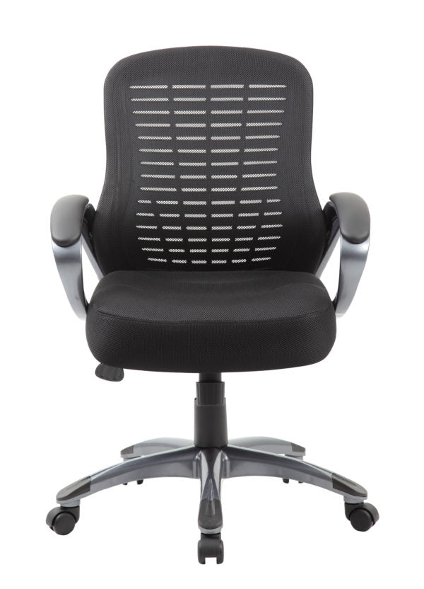 Ergonomic Boss Ribbed High Back Mesh Office Chair B6756 - Adjustable Lumbar Support & Breathable Design for Home & Office Workspaces