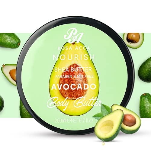 Organic Whipped Shea Butter for Dry & Sensitive Skin - Deeply Nourishing Body Moisturizer with Argan Oil & Avocado - Long-Lasting Hydration for Women - Perfect for Daily Skincare & Nighttime Routine