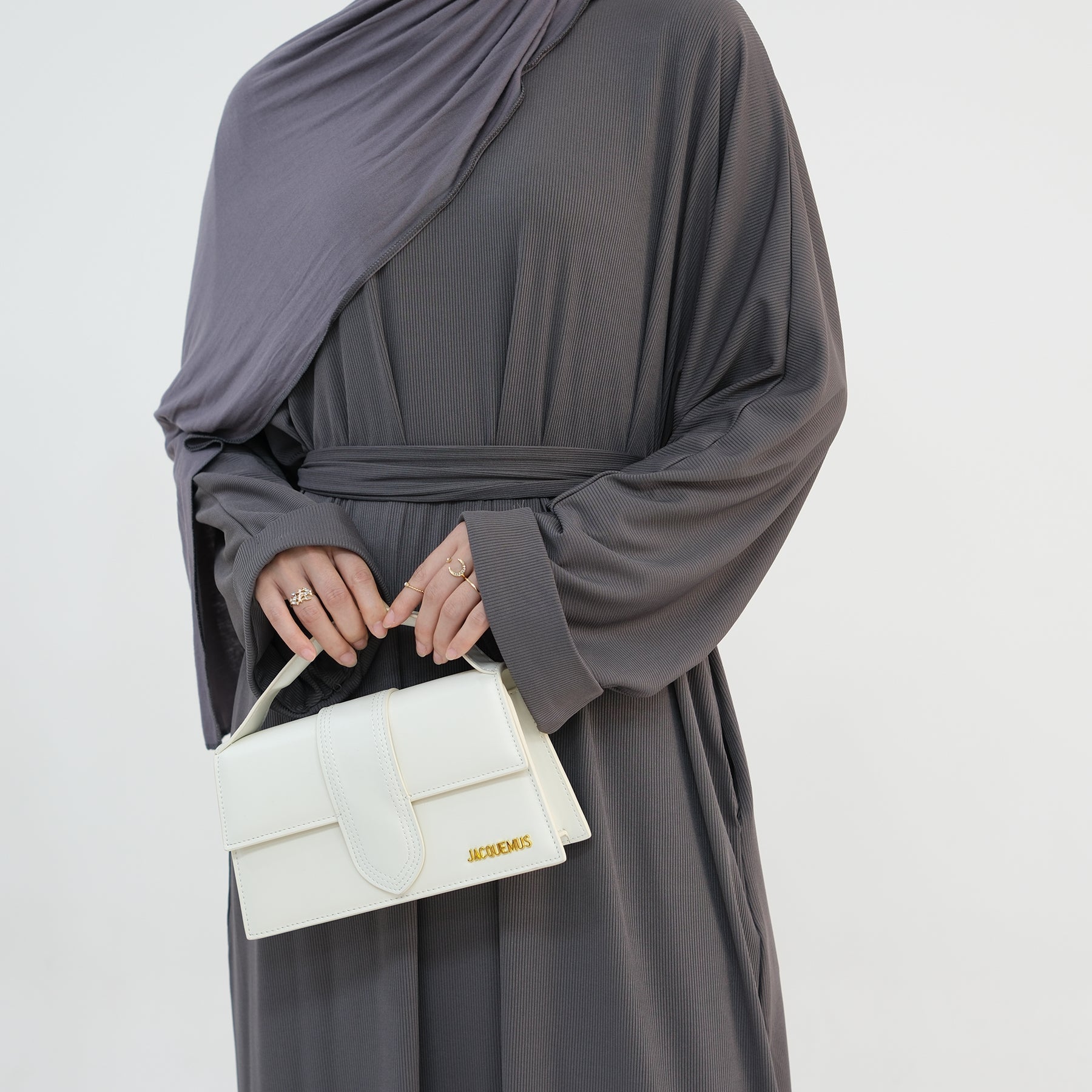 Long Sleeve Folded Cuff Sweater Dress in Gray | Women's Casual Knit Dress for Fall & Winter | Perfect for Office, Date Night and Holiday Gatherings