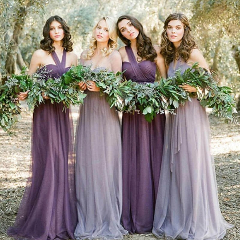Burgundy Multi-Way Sweetheart Tulle Bridesmaid Dress - Adjustable Straps, Flowy Skirt - Perfect for Weddings, Prom, Formal Events & Special Occasions