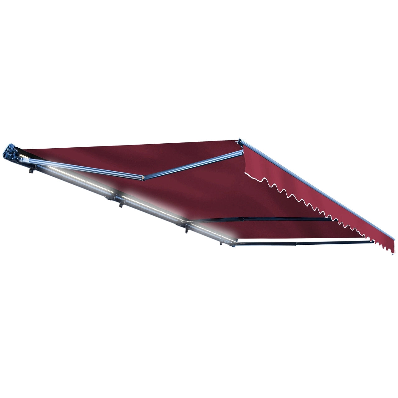 ALEKO 20x10 Feet Half Cassette Motorized Retractable LED Patio Awning - Burgundy Luxury Outdoor Awning for Deck, Garden & Backyard Shade