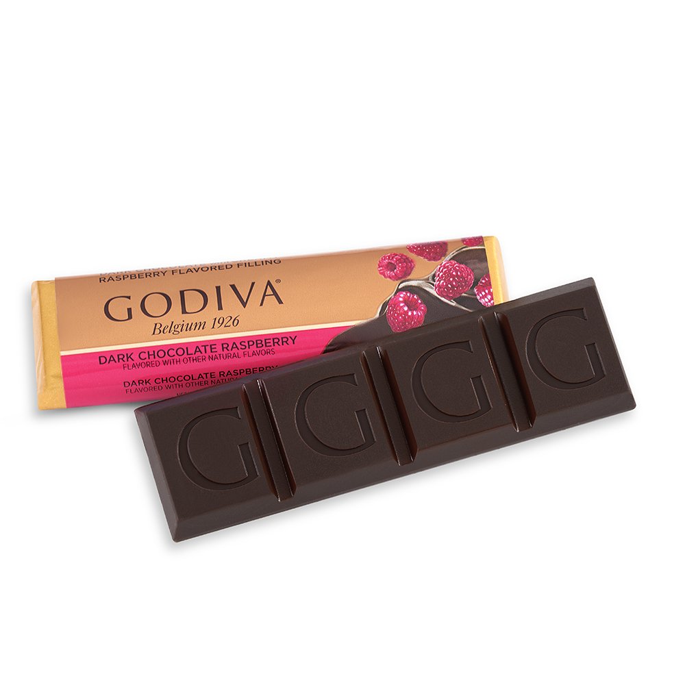 Godiva Belgium Dark Chocolate Raspberry Bar - 1.5oz (24 Pack) | Premium Belgian Chocolate Gift | Gourmet Dessert for Holidays, Birthdays & Romantic Gifts