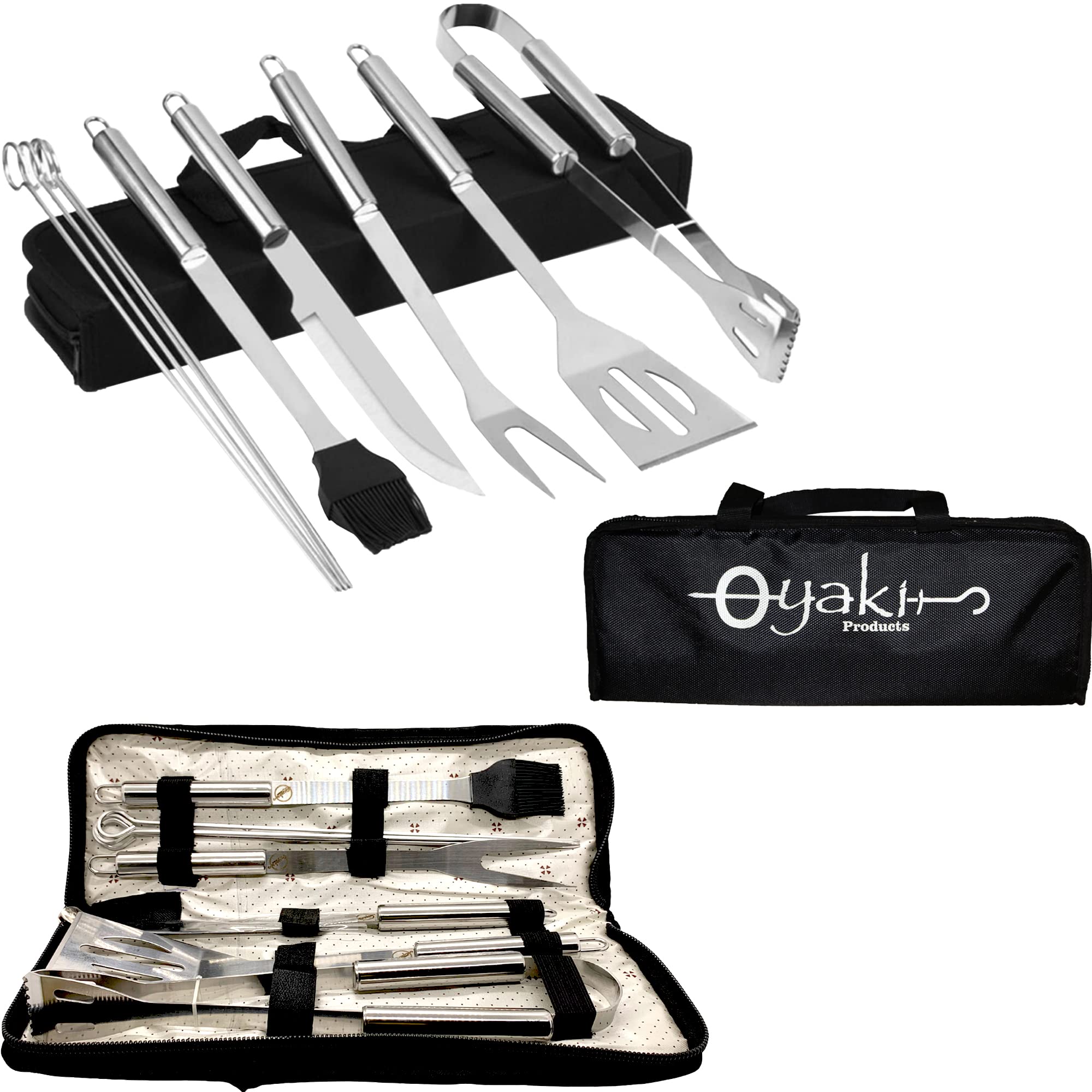 Premium Stainless Steel BBQ Grill Set - 6-Piece Heavy Duty Outdoor & Indoor Grilling Tools Kit with Carrying Case | Perfect Gift for Men, Dad, and Grill Masters | Ideal for Backyard BBQs, Camping, and Tailgating Parties