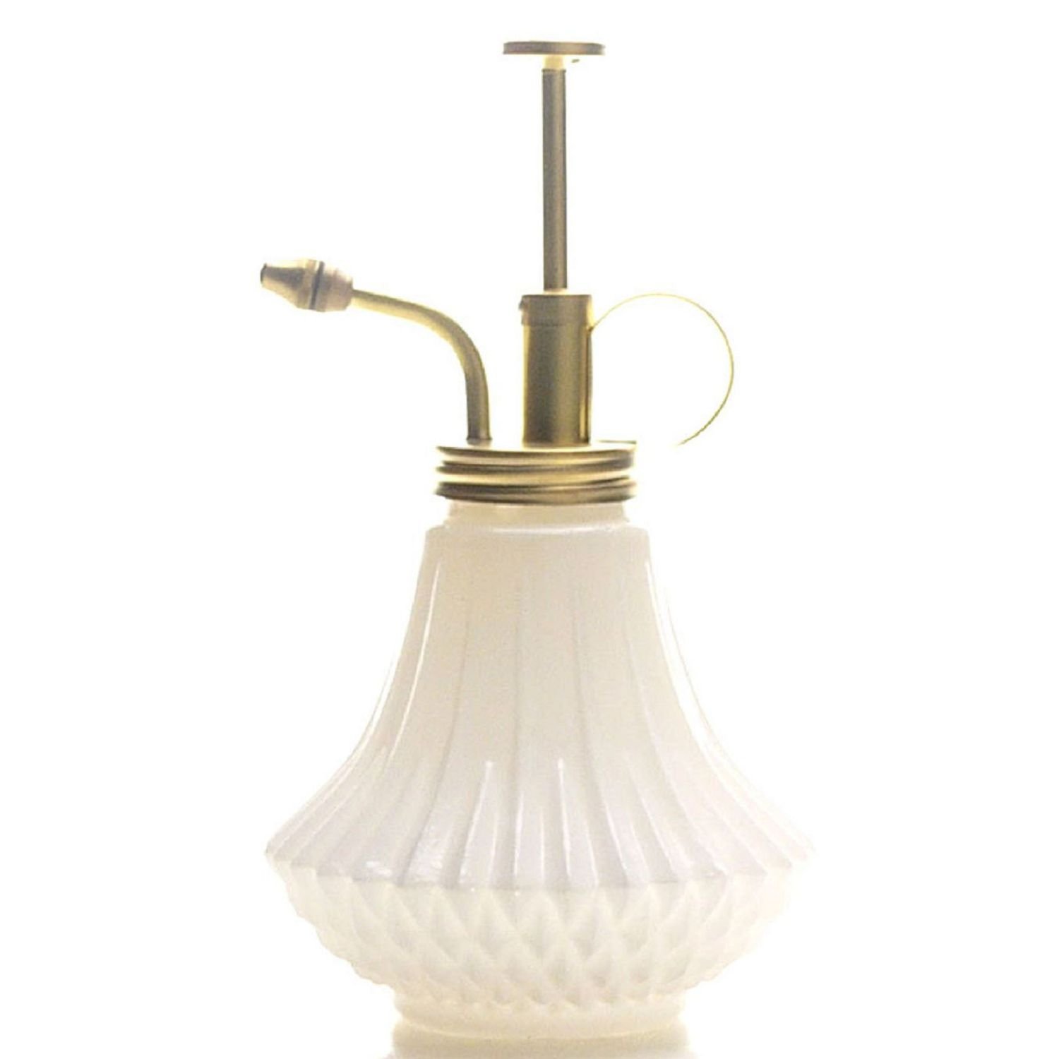 White Glass Plant Mister Bottle with Matte Gold Brass Sprayer - Elegant Watering Can for Indoor Plants, Succulents, Herbs & Home Decor | Perfect for Gardening, Terrariums & Plant Care