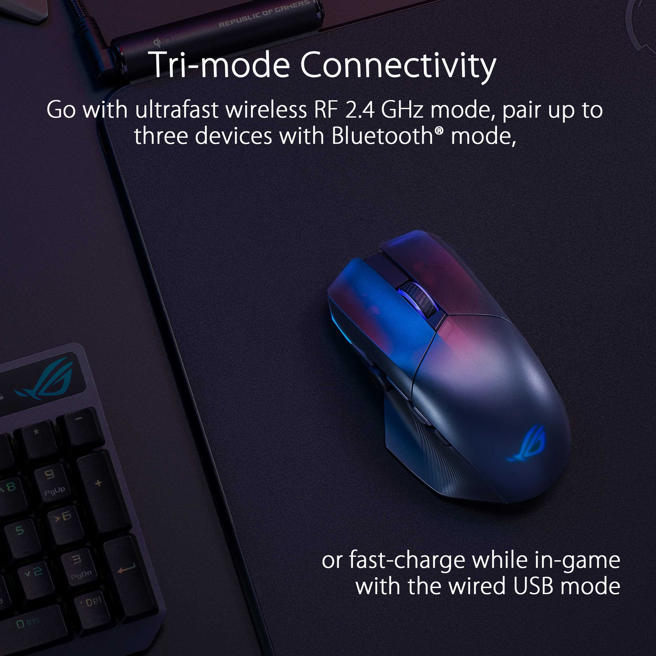 ASUS ROG Chakram X Origin Wireless Gaming Mouse - Tri-Mode Connectivity (2.4GHz/Bluetooth/Wired), 36000 DPI Optical Sensor, 11 Programmable Buttons, Detachable Joystick, Paracord Cable - Black | Perfect for FPS, MOBA & Esports Gaming