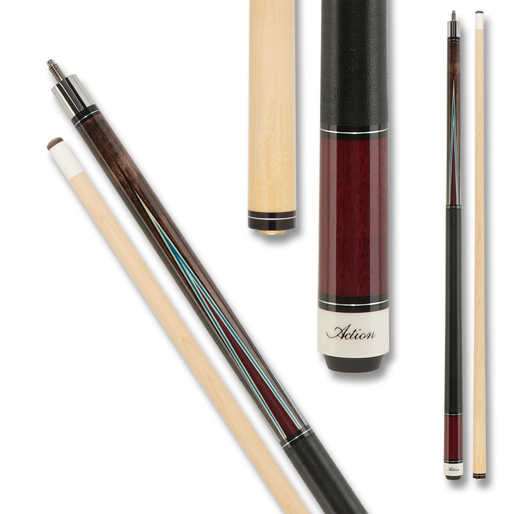 Premium Grey & Purpleheart Inlaid Billiards Pool Cue Stick - Professional Tournament Quality - Perfect for Home Game Rooms, Bars, and Competitive Play