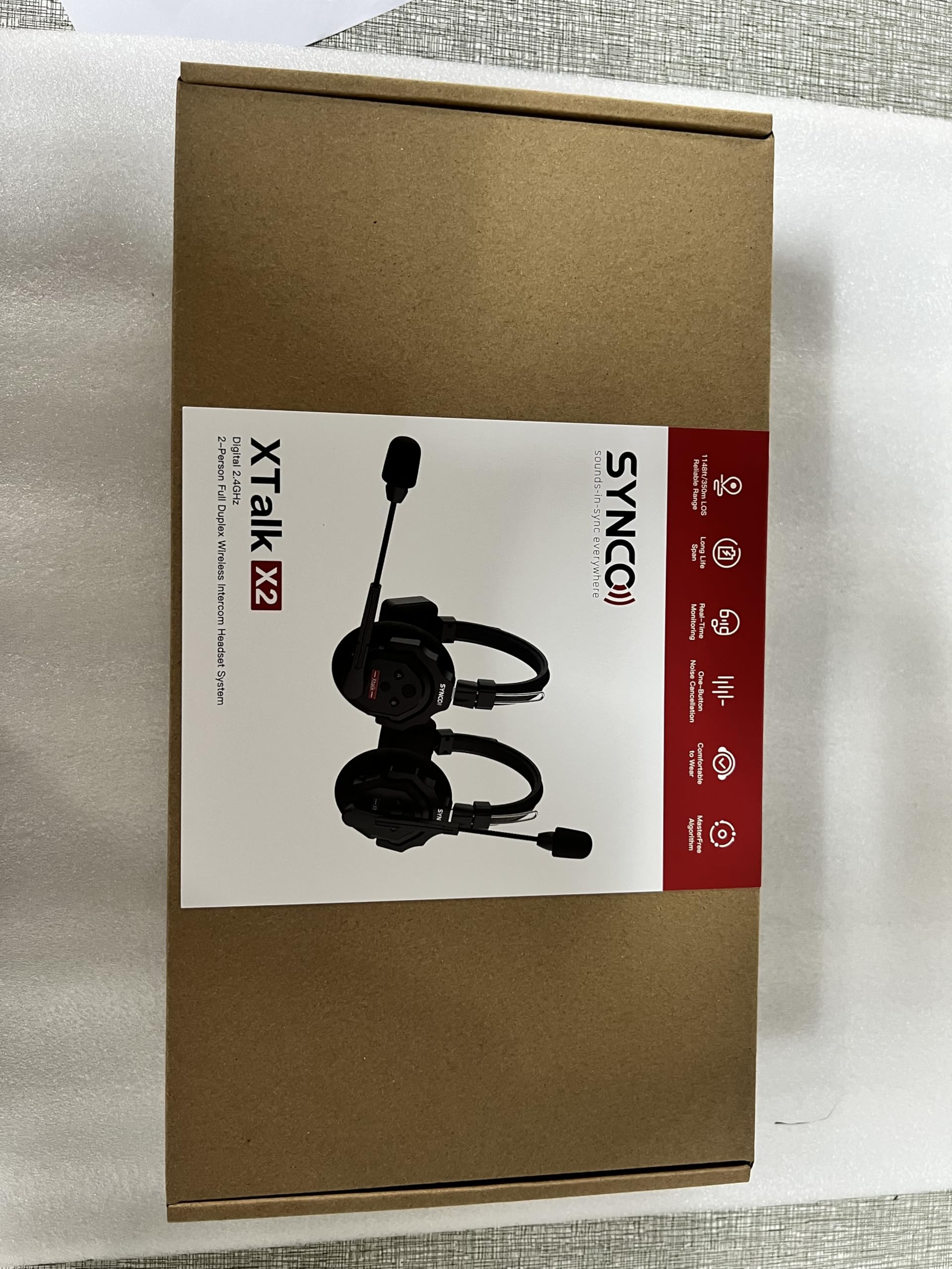 SYNCO Xtalk X2 Wireless Intercom Headset System - 2-Person 2.4G Headset with Microphone, Built-in Battery, 350M/1148ft Range, 3.5mm Real-Time Monitoring - Perfect for Filmmaking, Live Broadcasting, Church Services & Construction Communication
