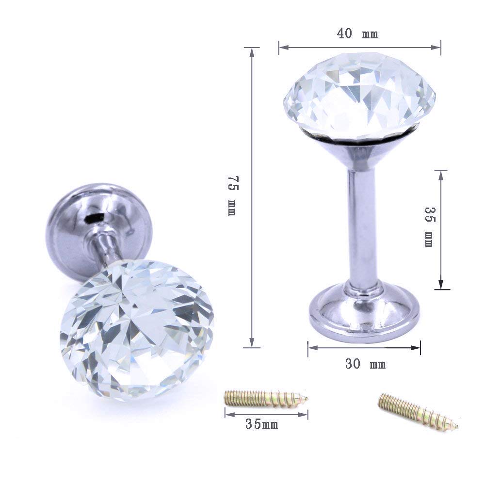 2 Pack Clear Crystal Diamond Goblet Shaped Curtain Tiebacks - Drapery Holdbacks, Wall Hooks & Tassel Holders for Windows, Room Decor (Perfect for Living Room, Bedroom & Wedding Decorations)