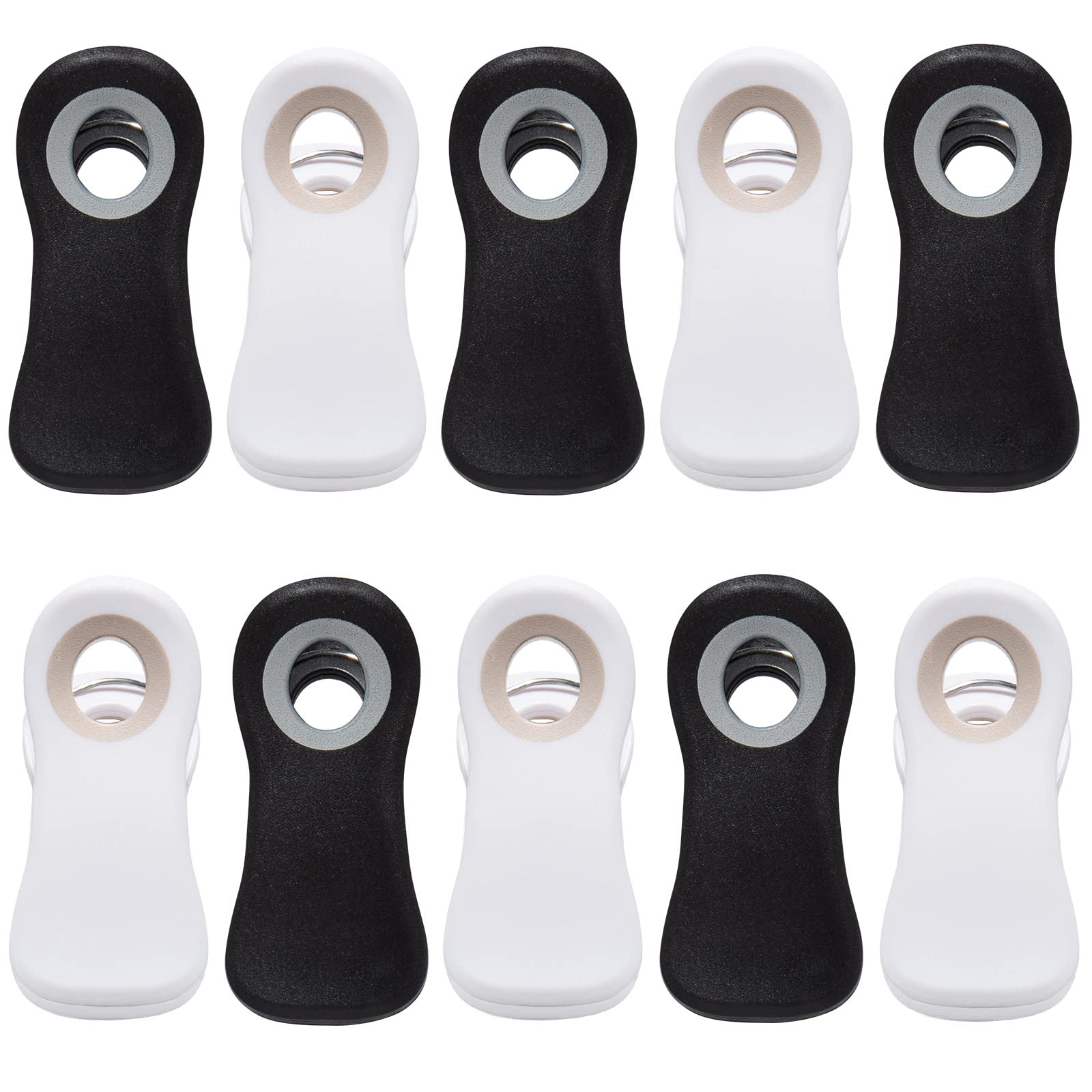 Multi-Purpose Magnetic Clips for Kitchen & Office - Strong Chip Bag Clips, Refrigerator Magnets for Food Storage, Bread Bags, Snack Packaging (10-Pack, Black & White) - Perfect for Organizing Pantry, Fridge & Workspace