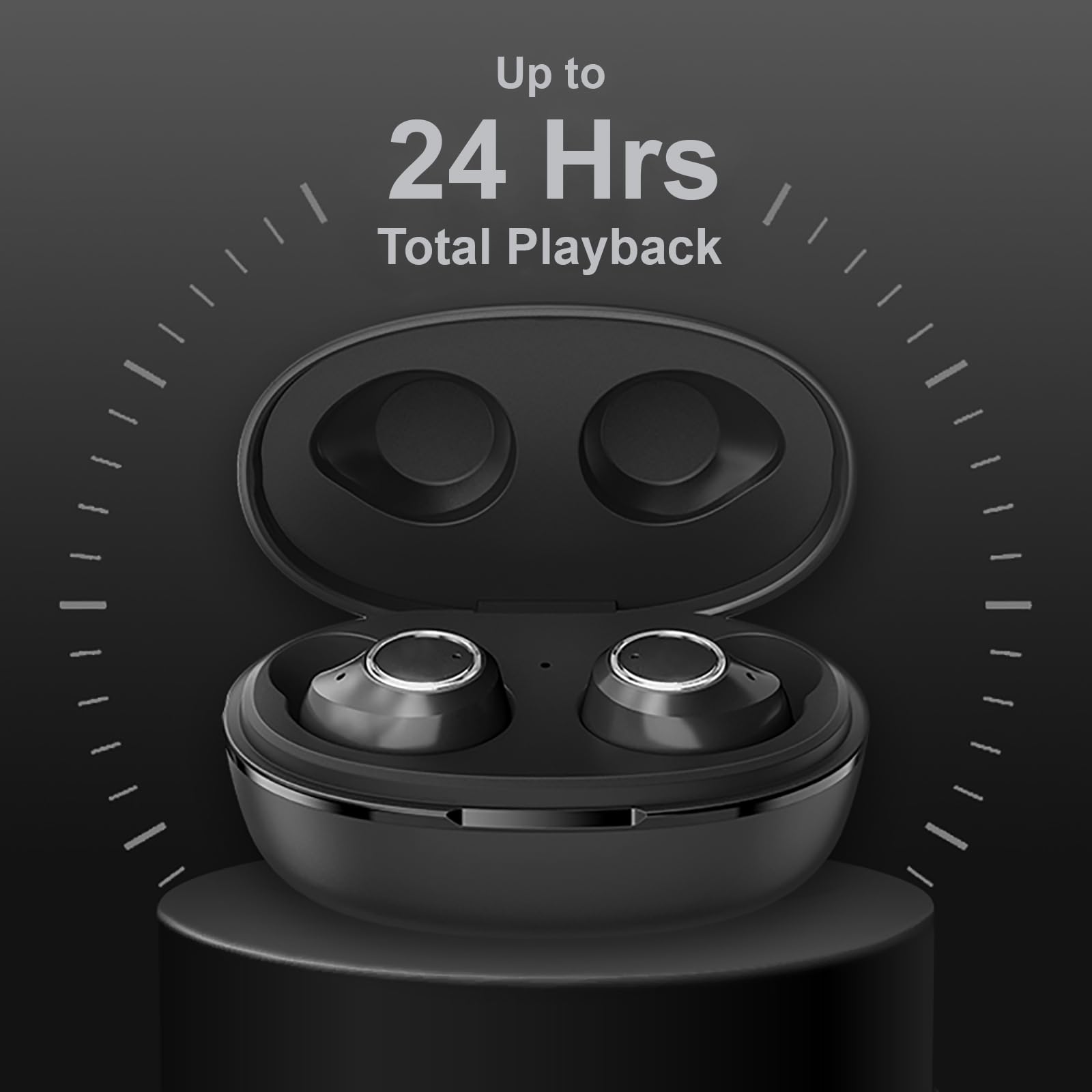 Wireless V5.0 Bluetooth Earbuds with Charging Case - Noise Cancelling in-Ear Headphones Compatible with Realme GT Neo2 & Smartphones (Black) - Perfect for Gym, Running, Travel & Work Calls