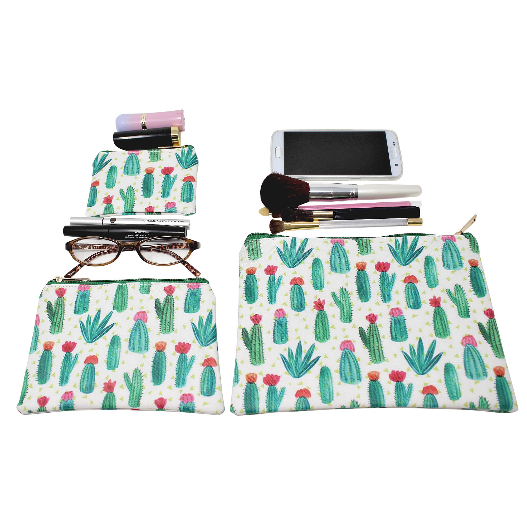 Stylish 3-Piece Themed Cosmetic Bags Set - Perfect for Travel, Makeup Organization & Gift Giving