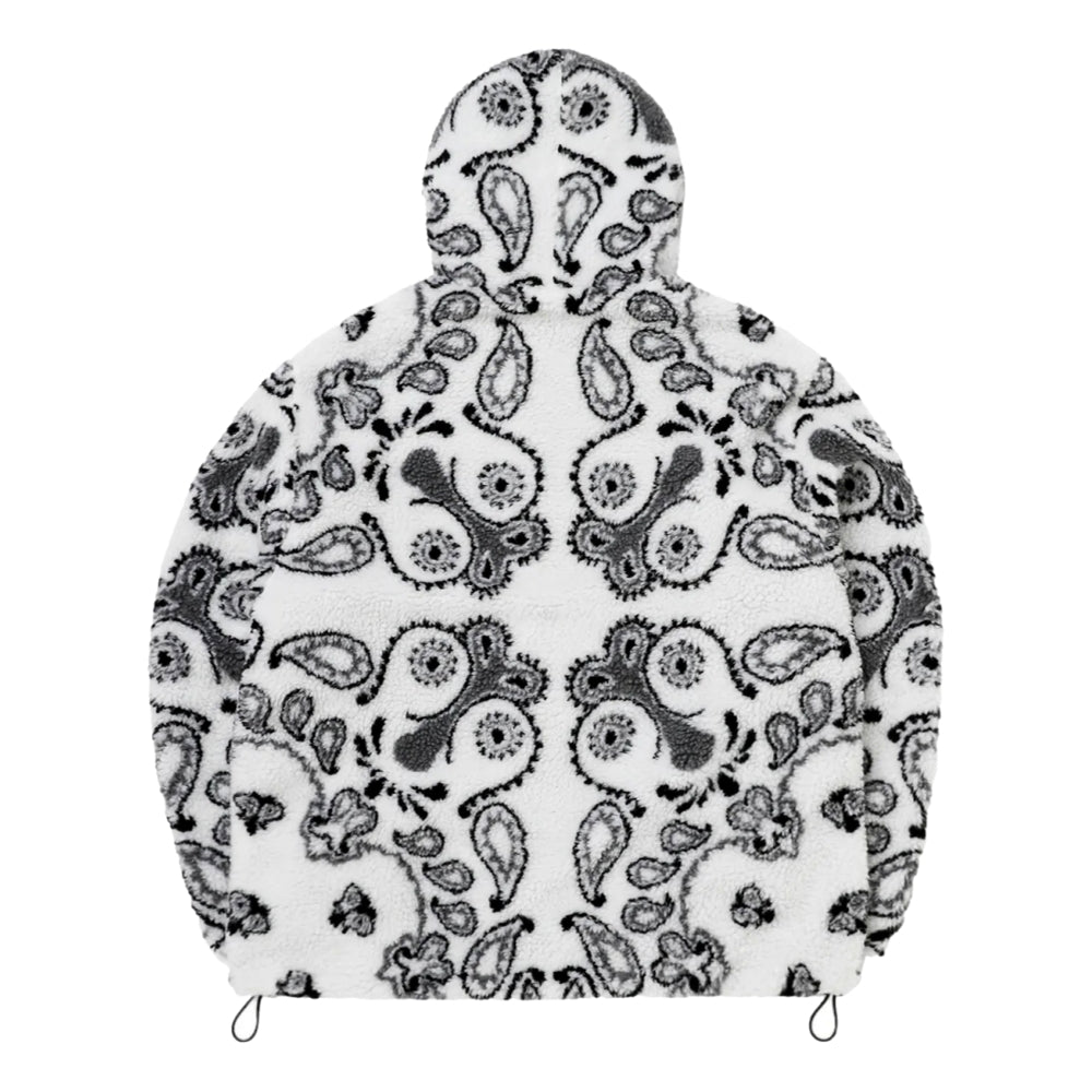 FR2 Paisley Fleece Hoodie for Men & Women - Soft White Pullover with Hood - Cozy Winter Loungewear for Casual Outfits & Streetwear Fashion