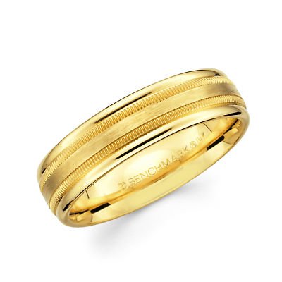 14K Solid Yellow Gold Women's Wedding Band Ring - 4MM Satin Milgrain High Polish Finish - Size 6 - Perfect for Bridal Jewelry, Anniversary Gifts & Special Occasions