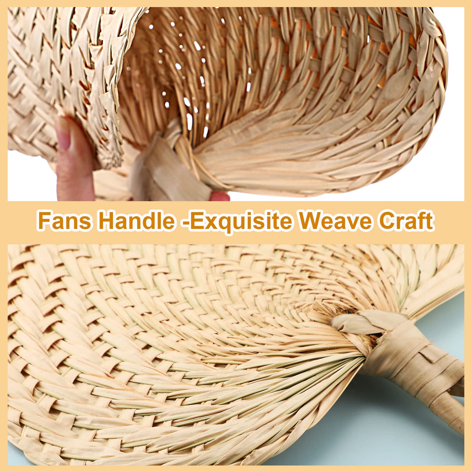 Chunful 15-Piece Natural Raffia Hand Fans - Palm Leaf Wedding Fans for Summer Cooling, Bulk Party Favors, Farmhouse Wall Decor | Perfect for Weddings, Beach Parties & Outdoor Events