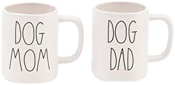 Rae Dunn Artisan Collection Ceramic Coffee Mugs Set - Dog Mom & Dog Dad Gift for Pet Lovers - Perfect for Morning Coffee, Tea, or Hot Chocolate at Home or Office