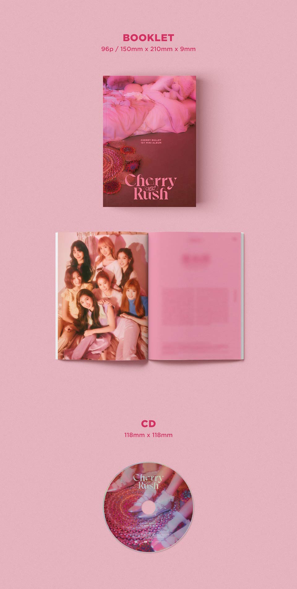 Kakao M Cherry Bullet - Cherry Rush (1st Mini Album) CD + Folded Poster | K-Pop Music Collectible for Fans, Room Decor & Gift Idea