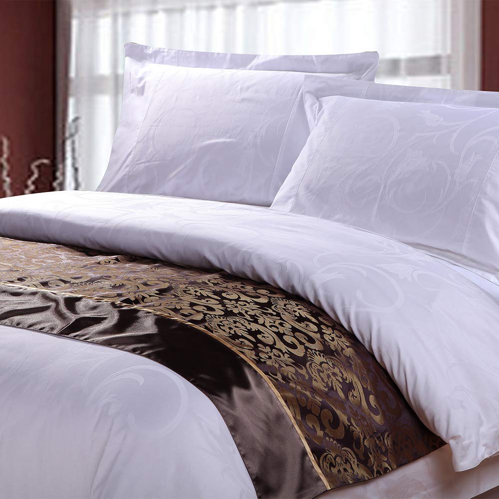 QCQZPL Jacquard Bed Runner - European Style Dark Green Bed Cover & Bed Flag for Hotel Bedding Accessories | Perfect for Home Decor, Guest Rooms & Luxury Bedroom Styling