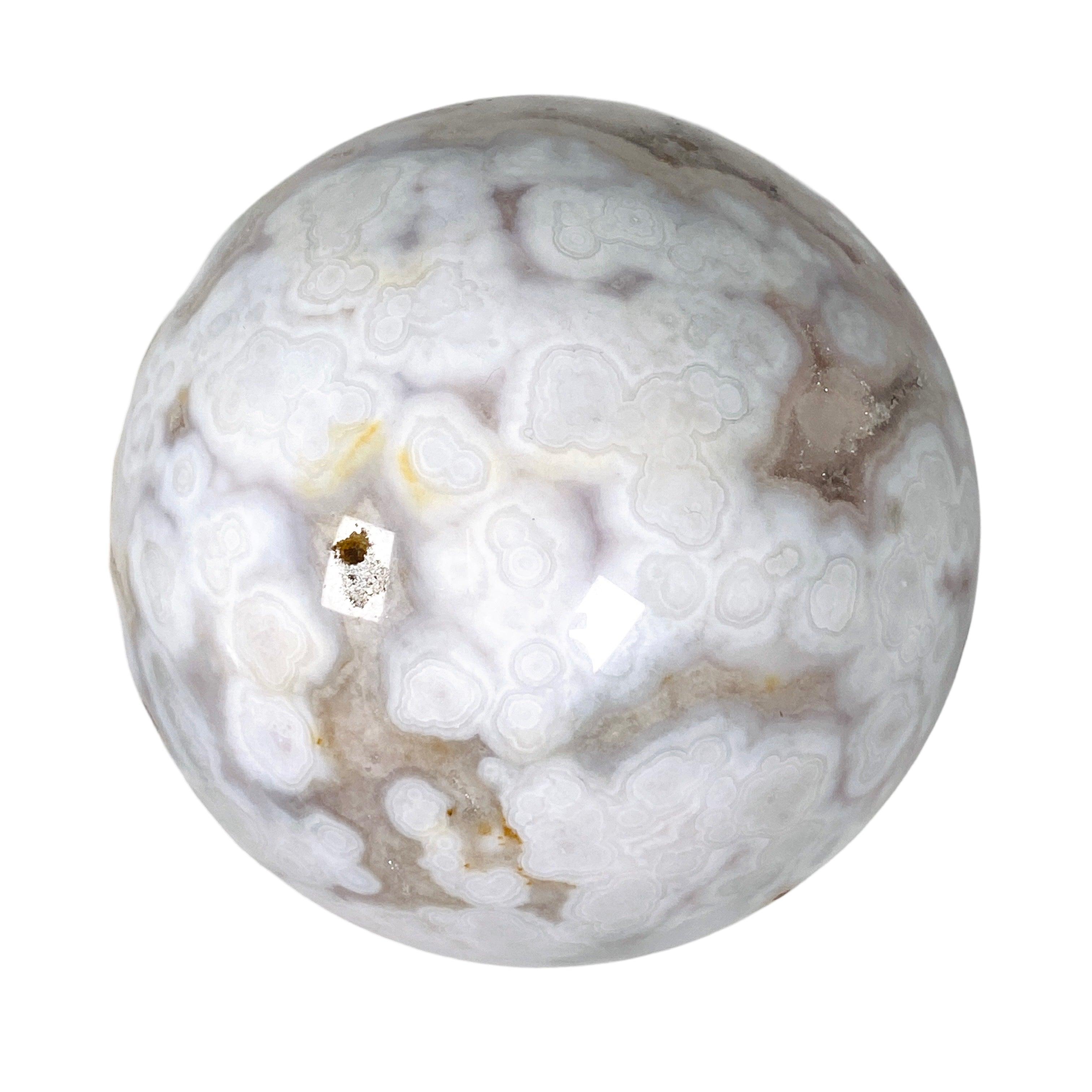 Natural Pink Flower Agate with Pyrite Sphere - Healing Crystal for Meditation, Reiki, and Home Decor - PFAS 03