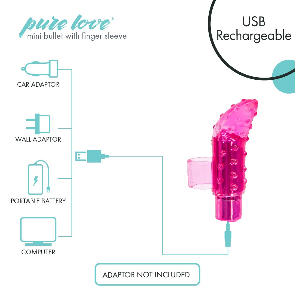 Pure Love Portable Finger Vibrator - Rechargeable & Waterproof Personal Massager for Women, Pink | Perfect for Travel, Relaxation & Intimate Moments