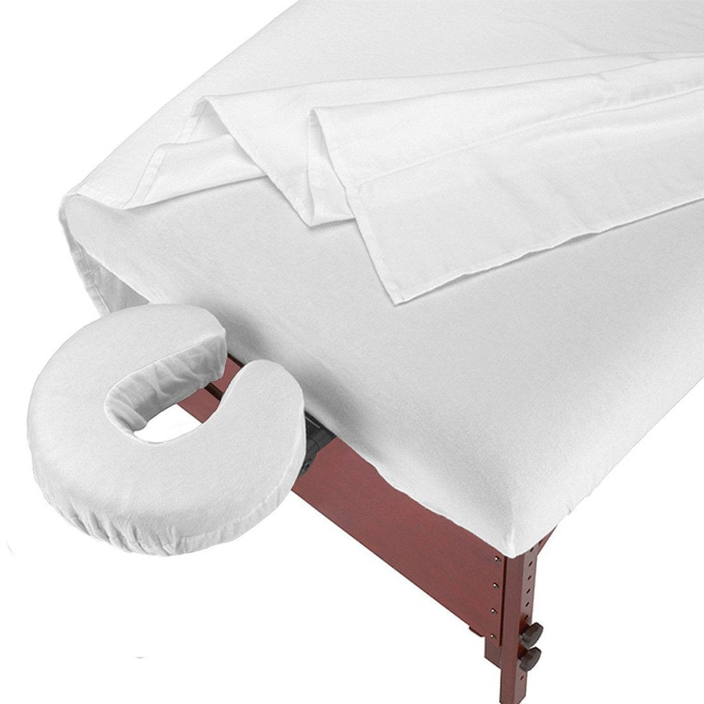 Deluxe Massage Table Flannel 3-Piece Sheet Set - 100% Cotton for Professional Massage Therapy & Spa Treatments - Perfect for Home, Clinic, and Salon Use