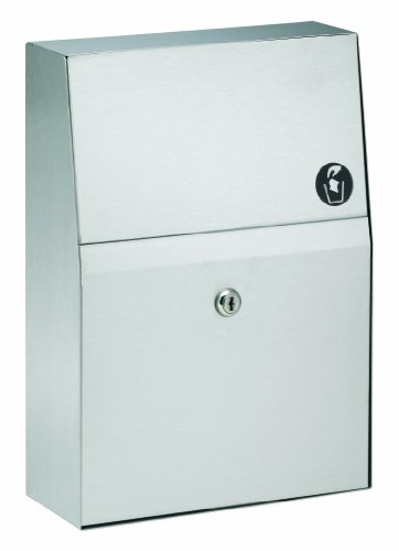 Bradley 4722-150000 1.5 Gallon Stainless Steel Surface Mounted Napkin Disposal - 22 Gauge Commercial Grade for Restaurants, Offices & Public Restrooms (10-3/4