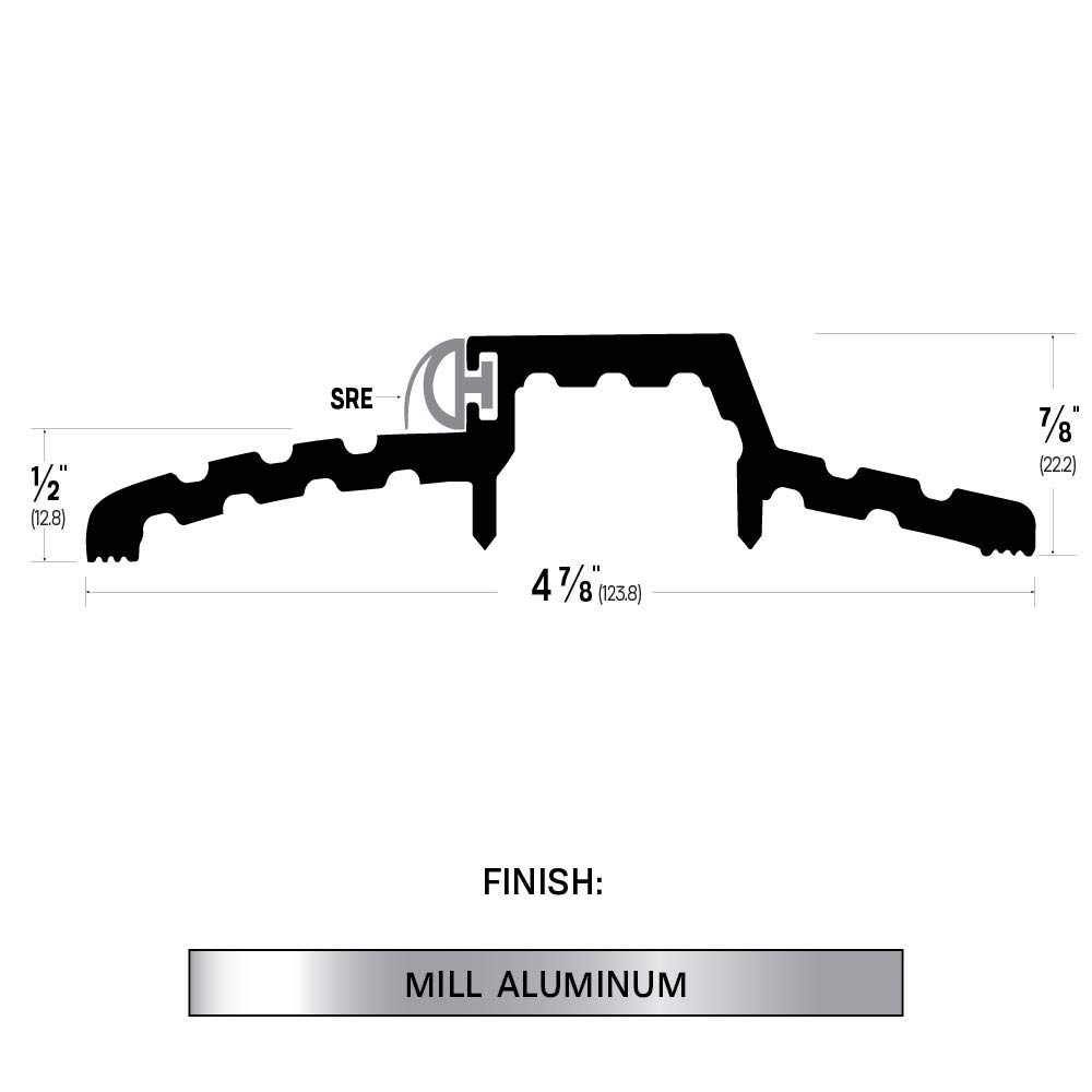 Mill Aluminum Rabbeted Door Threshold with Neoprene Solid Rubber Extrusion (3565MA) - 10 x 1-1/2'' SMS - 4-7/8'' W x 7/8'' H x 48'' L - Weatherproof Entryway Solution for Homes & Commercial Buildings