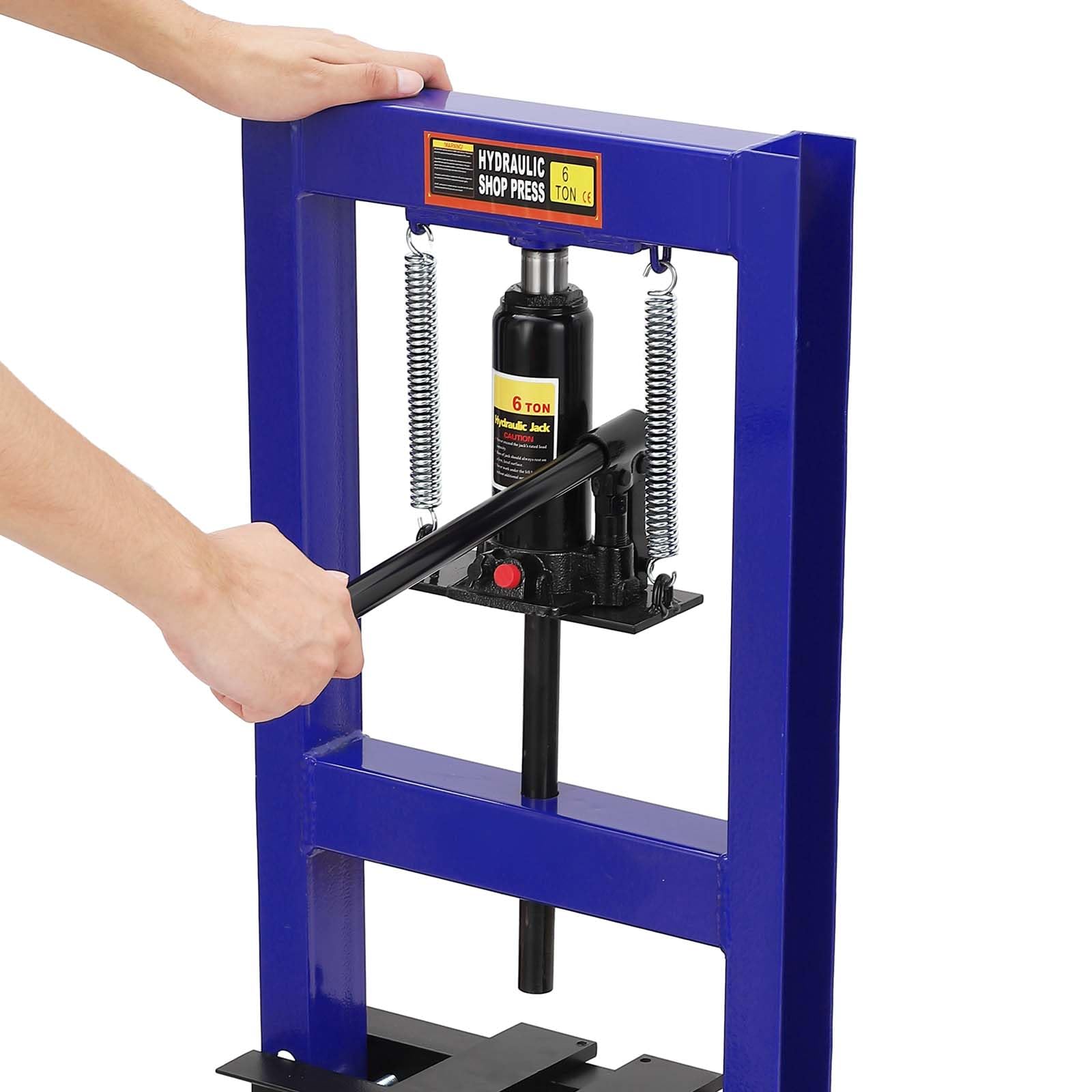 6 Ton H-Frame Hydraulic Shop Press with Adjustable Height & 2 Steel Press Plates - Heavy Duty Metal Bending, Bearing Removal, and Auto Repair Tool for Home Garage & Workshop
