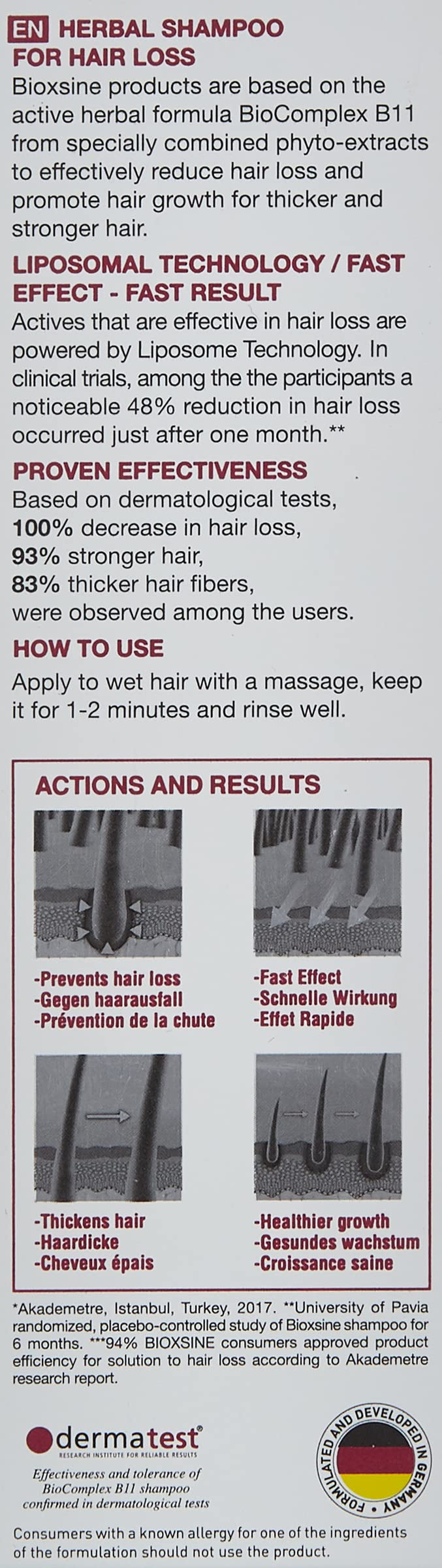 Bioxsine Herbal Shampoo for Hair Loss Treatment - Natural Hair Growth Shampoo for Women & Men with Normal to Dry Hair - 300ml Clinically Proven Formula | Stimulates Hair Growth & Reduces Thinning for Healthier Looking Hair