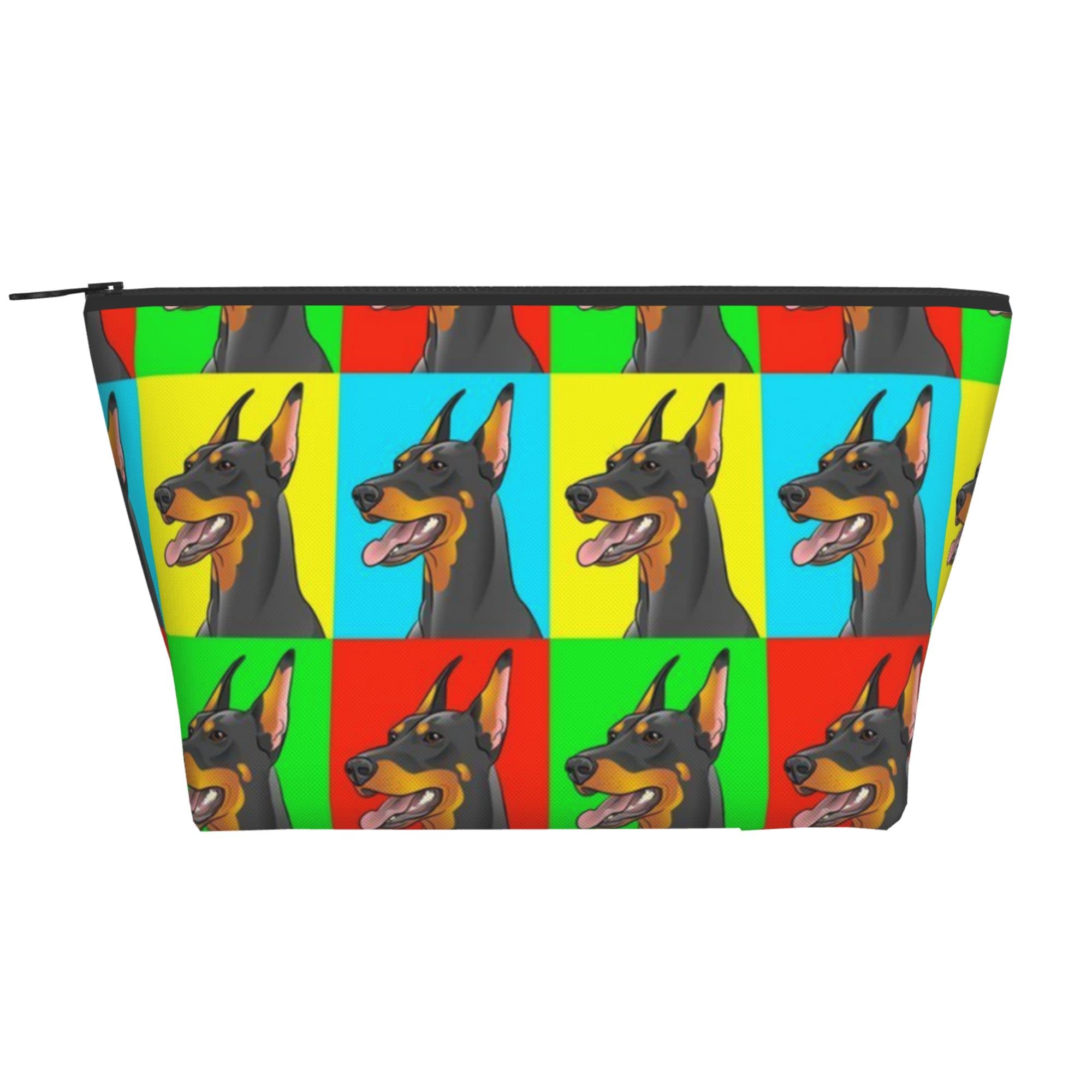 Durable Waterproof Travel Toiletry Bag with Zipper - Portable Cosmetic Makeup Organizer for Women, Men & Kids - Perfect for Gym, Camping & Airplane Carry-On | Cute Doberman Pinscher Dog Design Oxford Cloth Pouch