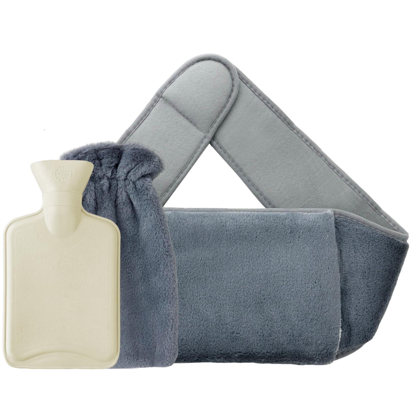 Jsdoin Hot Water Bottle with Removable Waist Cover - Soft Plush Wearable Heating Pad for Period Cramps, Back Pain & Cold Hands/Feet - Portable Warm Water Bag for Waist, Leg & Full Body Comfort at Home/Office