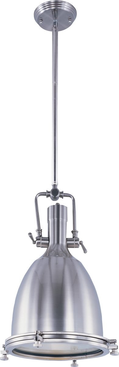 14W Hi Bay 1 Light Pendant Light Fixture in Satin Nickel Finish - Perfect for Kitchen Island, Dining Room, or Entryway Lighting
