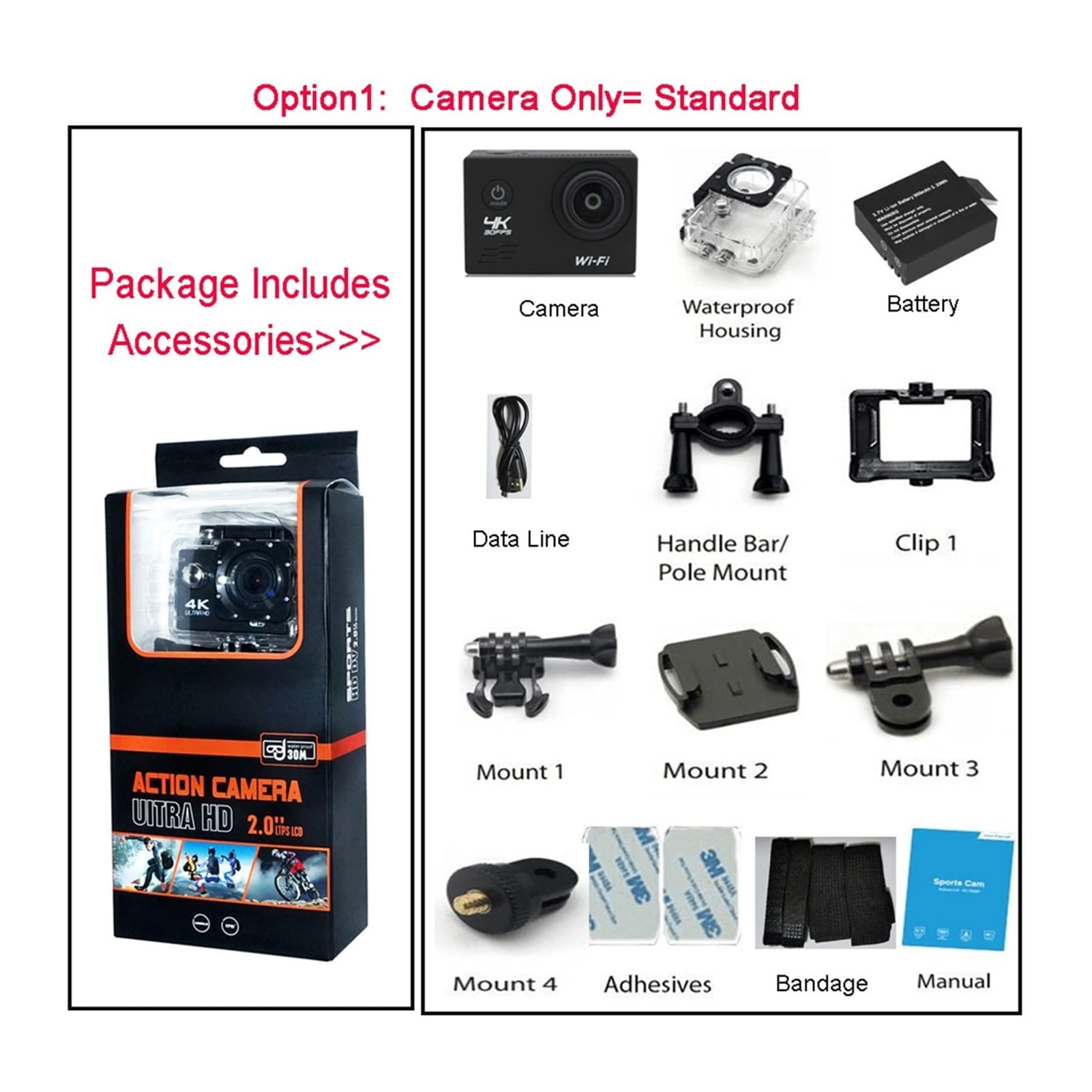 4K Ultra HD Action Camera 16.0MP WiFi 2.0