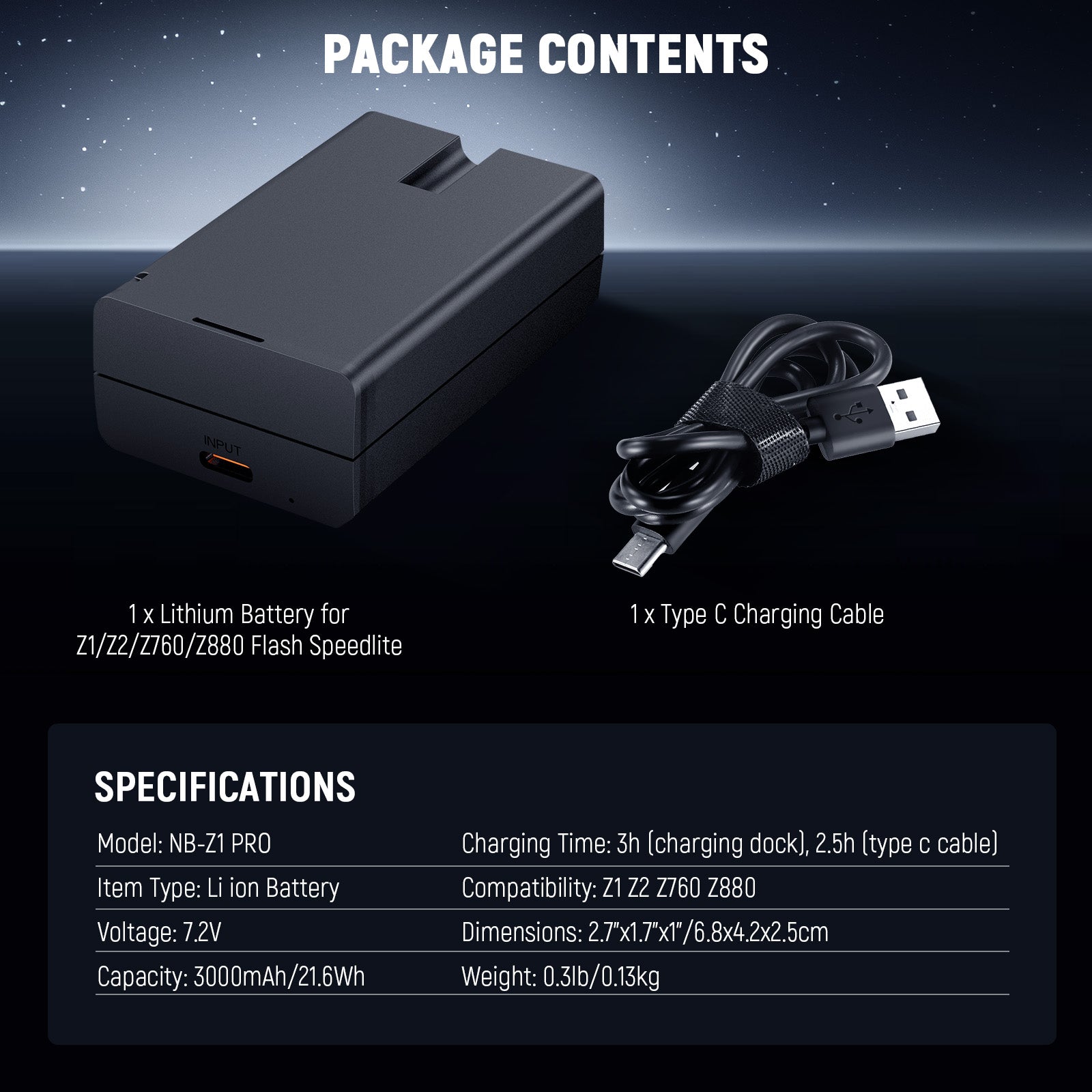 NEEWER NB Z1 PRO 7.2V 3000mAh Lithium-ion Replacement Battery for Canon/Nikon/Sony DSLR Camera Flash Speedlite - Perfect for Wedding Photography & Studio Lighting