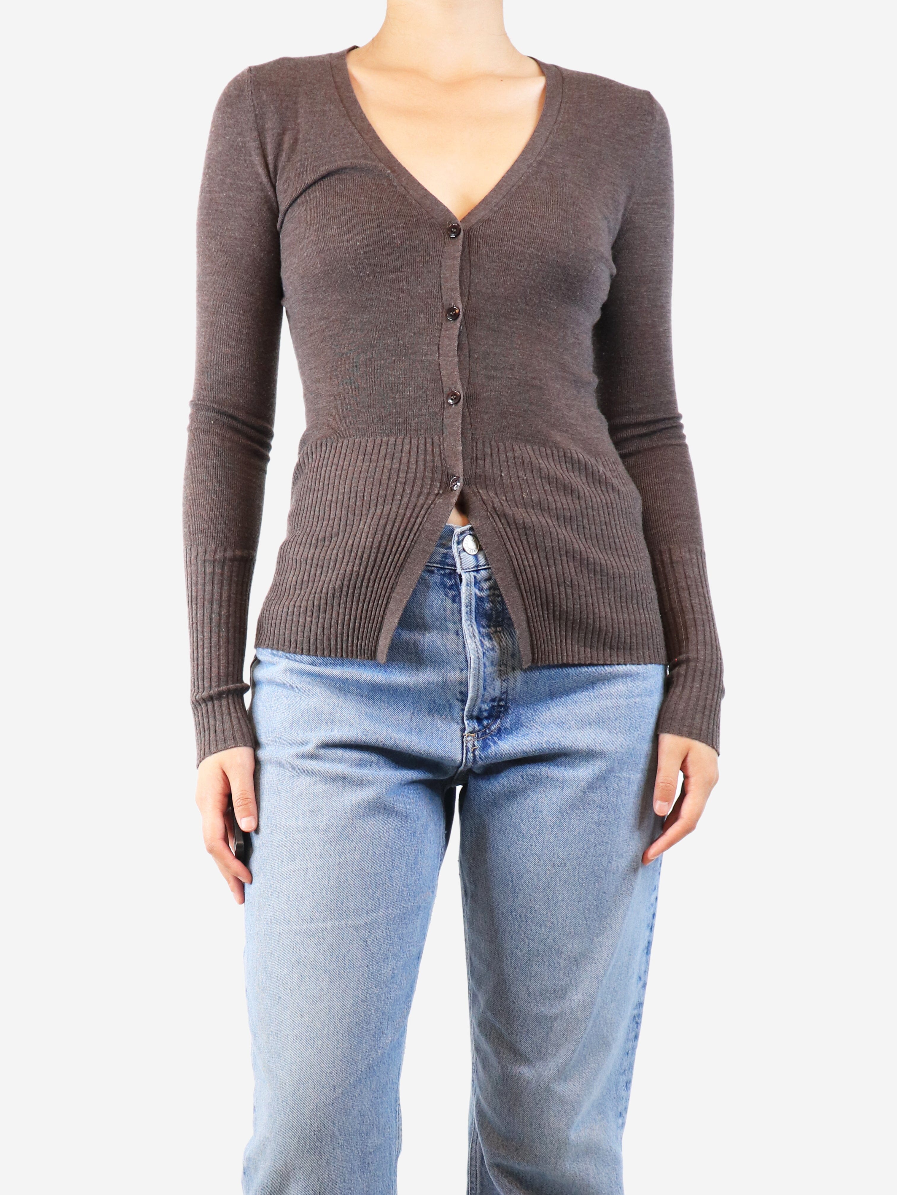 Brown Wool Cardigan for Women - Size S | Soft & Warm Winter Sweater | Perfect for Casual Outfits & Layering
