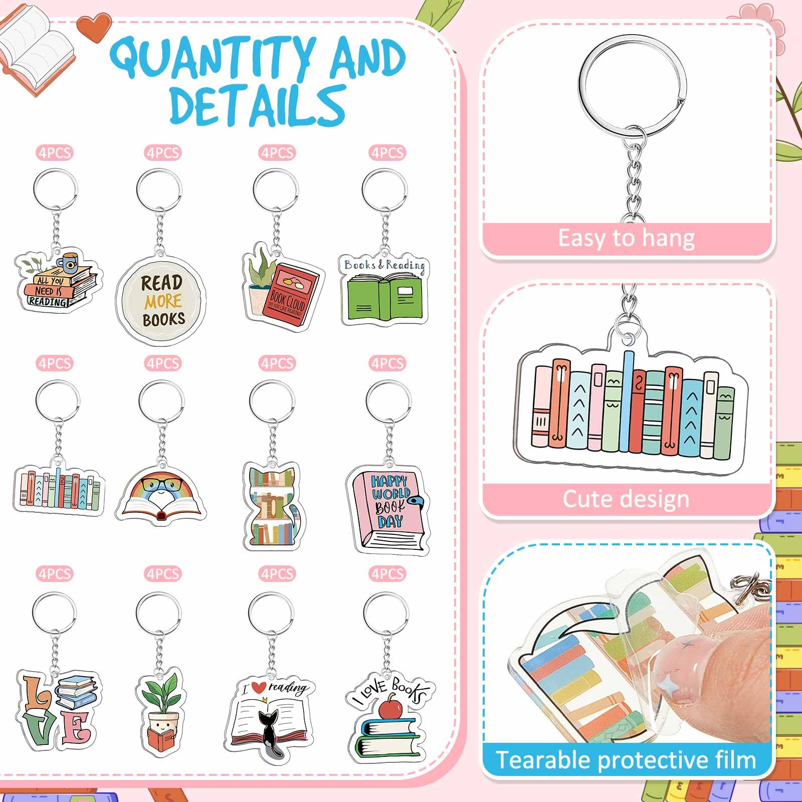 Funny Book Keychain for Book Lovers - Unique Bookish Party Favors & Birthday Gifts for Women - Perfect for Book Club Gifts, Reading Accessories & Literary-Themed Events