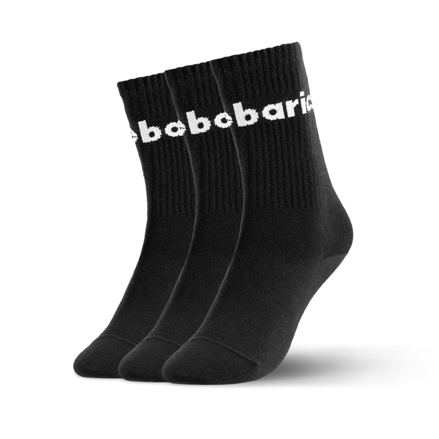 Barebarics Barefoot Socks Crew - Black with Big Logo (3 Pack) - Comfortable Minimalist Socks for Running, Yoga & Everyday Wear