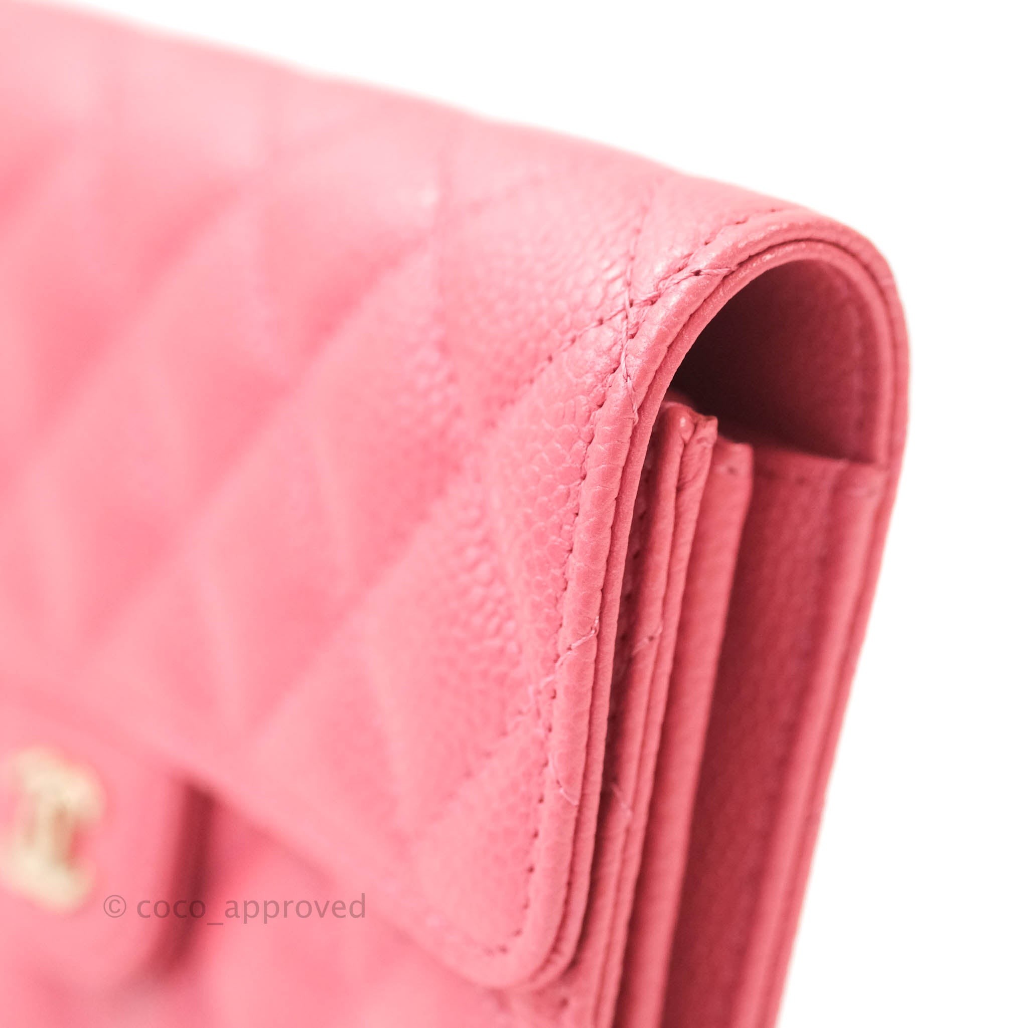 Chanel Classic Flap Wallet in Pink Caviar Leather with Gold Hardware - Luxury Designer Wallet for Women, Perfect for Everyday Use & Special Occasions