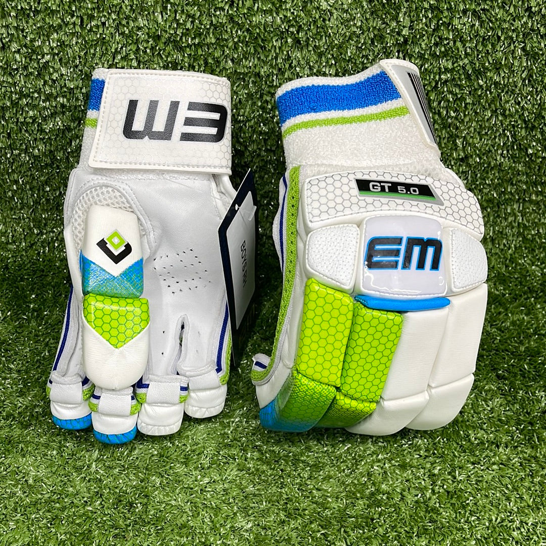 EM GT 5.0 Adult Cricket Batting Gloves - Premium Leather Protection for Cricket Players - Perfect for Practice & Matches