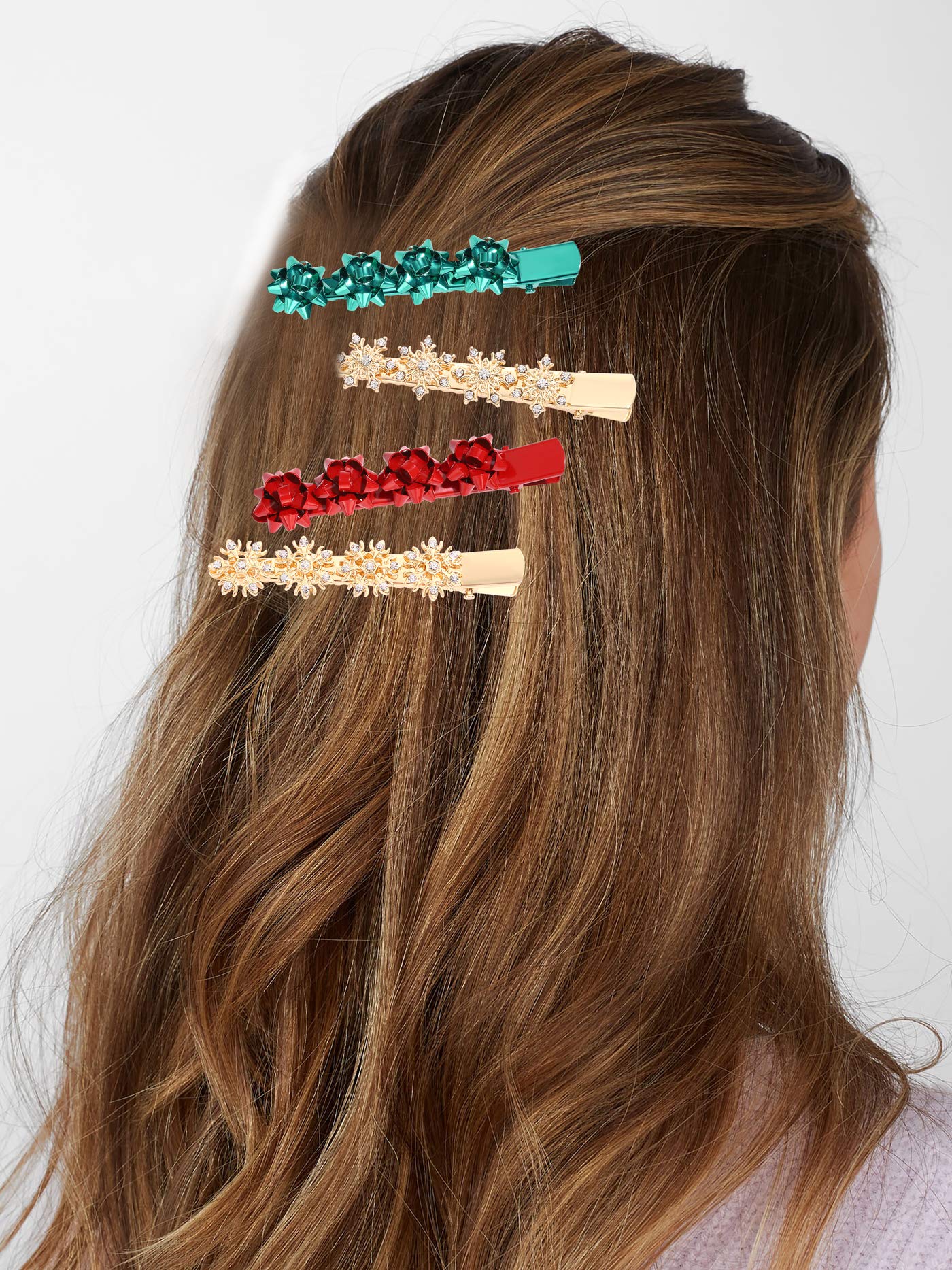Sparkling Rhinestone Snowflake Bow Hair Clip for Women - Christmas Holiday Party Hair Accessories - Perfect for Winter Celebrations, Weddings, and Festive Gatherings