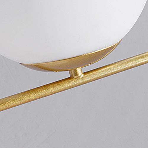 Modern White Glass Table Lamp with Gold Base - Minimalist Globe Shade Bedside Lamp for Bedroom, Study, Hotel & Restaurant Decor - Nightstand Lighting for Cozy Ambience