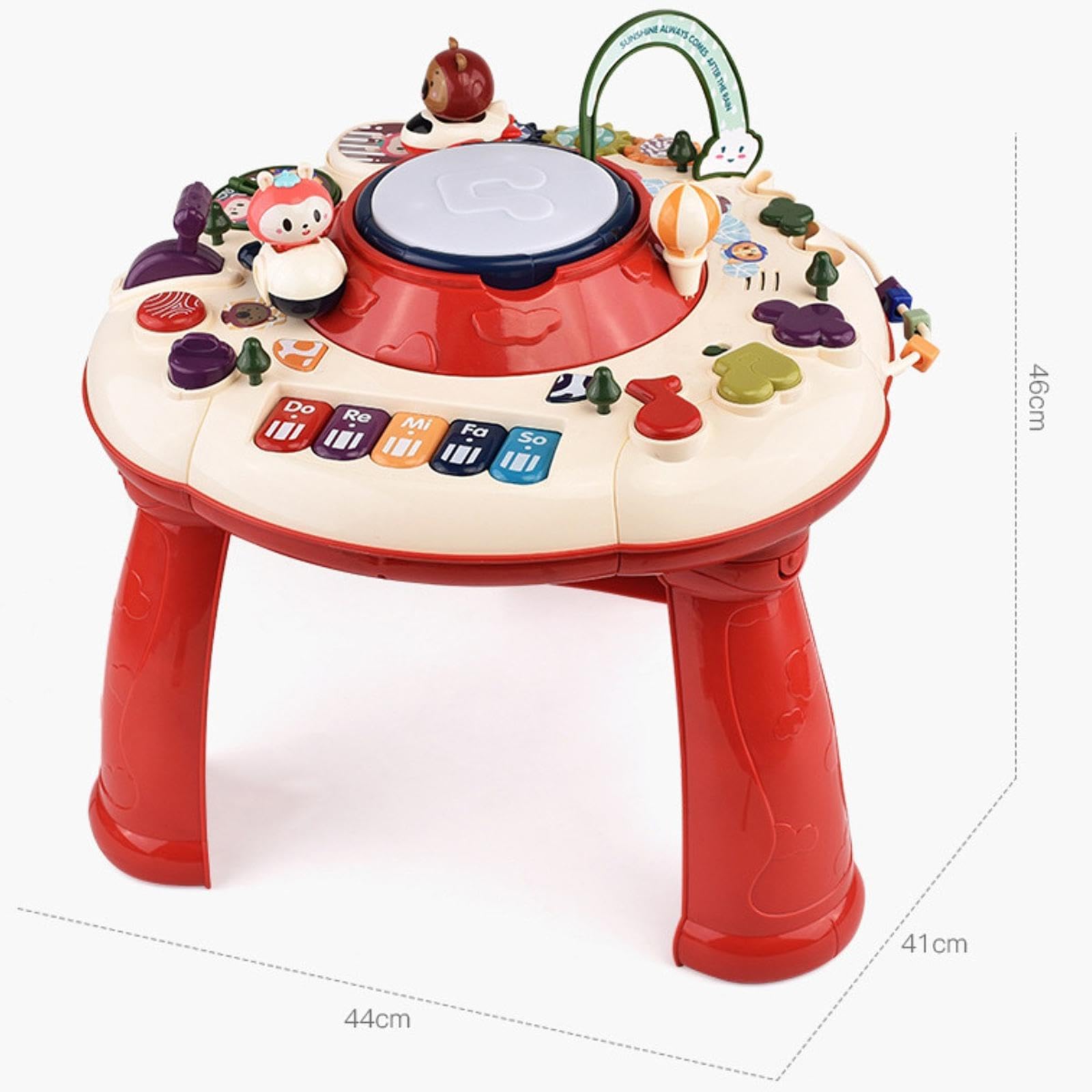 Milageto Baby Activity Table - Musical Sensory Toy with Lights & Sounds, Educational Learning Center for Toddlers Boys & Girls - Perfect for Playtime, Birthday Gifts & Early Childhood Development (Red)