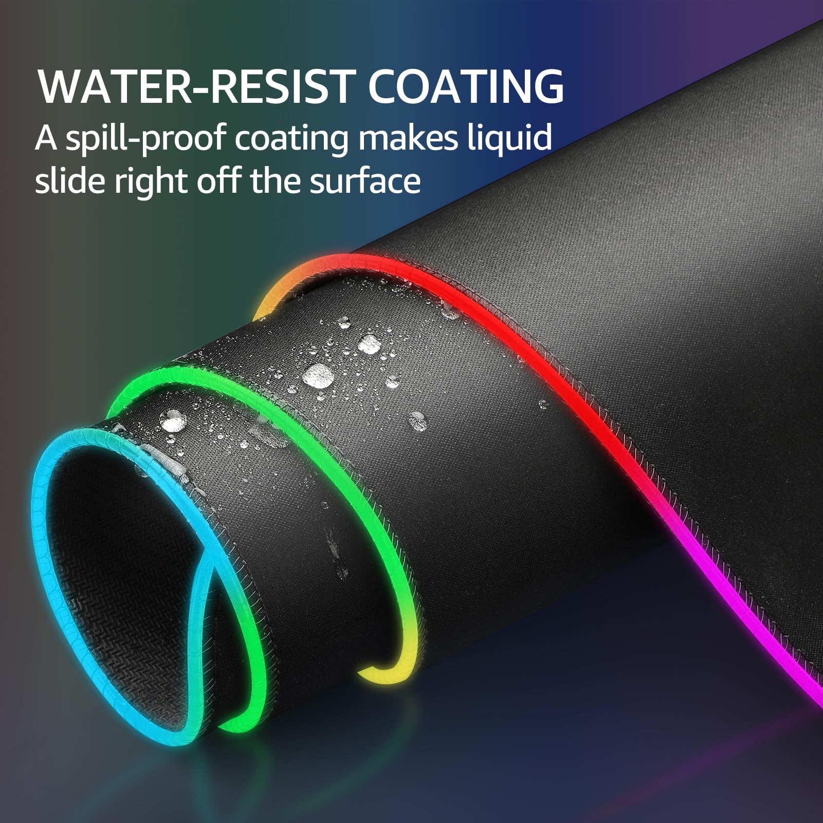 KTRIO RGB Large Gaming Mouse Pad with Stitched Edges - LED Extended Mousepad, Non-Slip Base & Water-Resistant Micro-Weave Cloth - 35.4