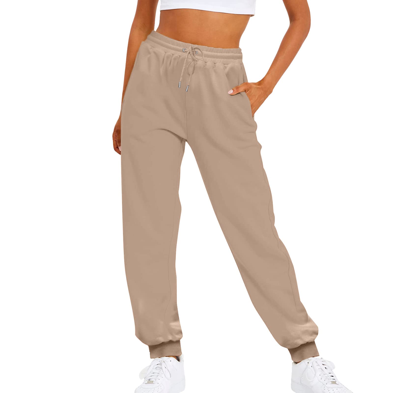 Luooli Women's Stretchy Cargo Pants with Pockets - High Waist Workout Trousers for Fall Winter 2023 - Comfortable Sweatpants for Running, Yoga & Casual Wear