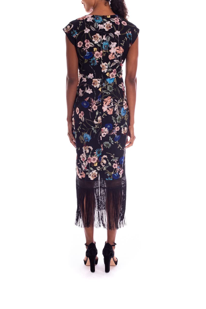 Badgley Mischka Women's Floral Fringe Cocktail Dress - Elegant Party & Wedding Guest Dress for Special Occasions