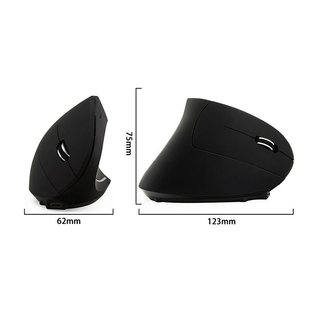 Ergonomic Wireless Vertical Mouse with USB 2.4GHz Receiver - Comfortable Ergonomic Design for Office Work, Gaming & Computer Use - Reduce Wrist Pain & Improve Productivity