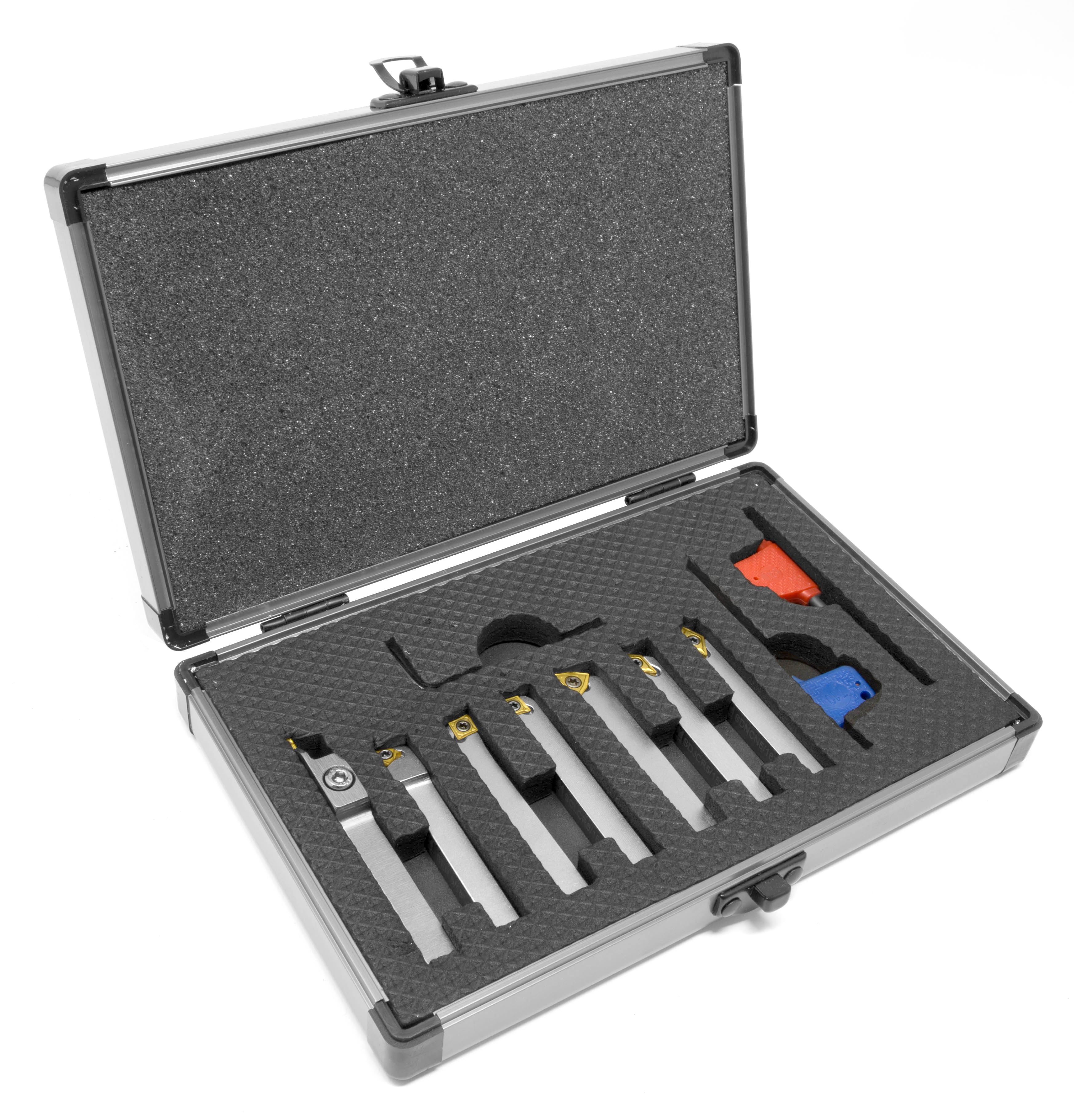 Premium 5/16 Inch Nickel Plated Indexable Carbide Lathe Tool Bits Set - 7 Piece CNC Turning Tools with Storage Case for Metalworking & Woodworking Projects