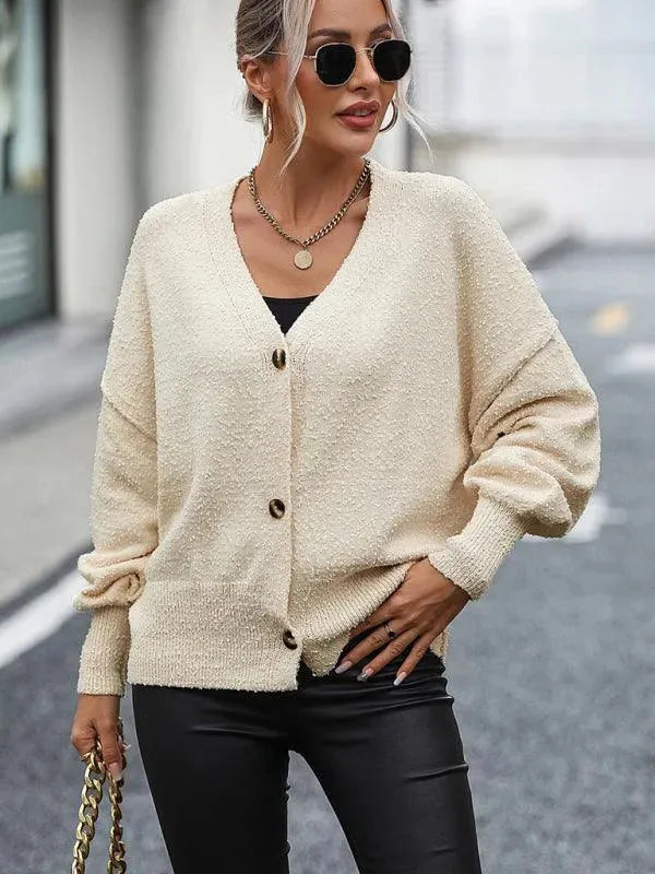 Women's V-Neck Button Cardigan Sweater - Soft & Stylish Knitwear for Casual Wear, Office & Layering