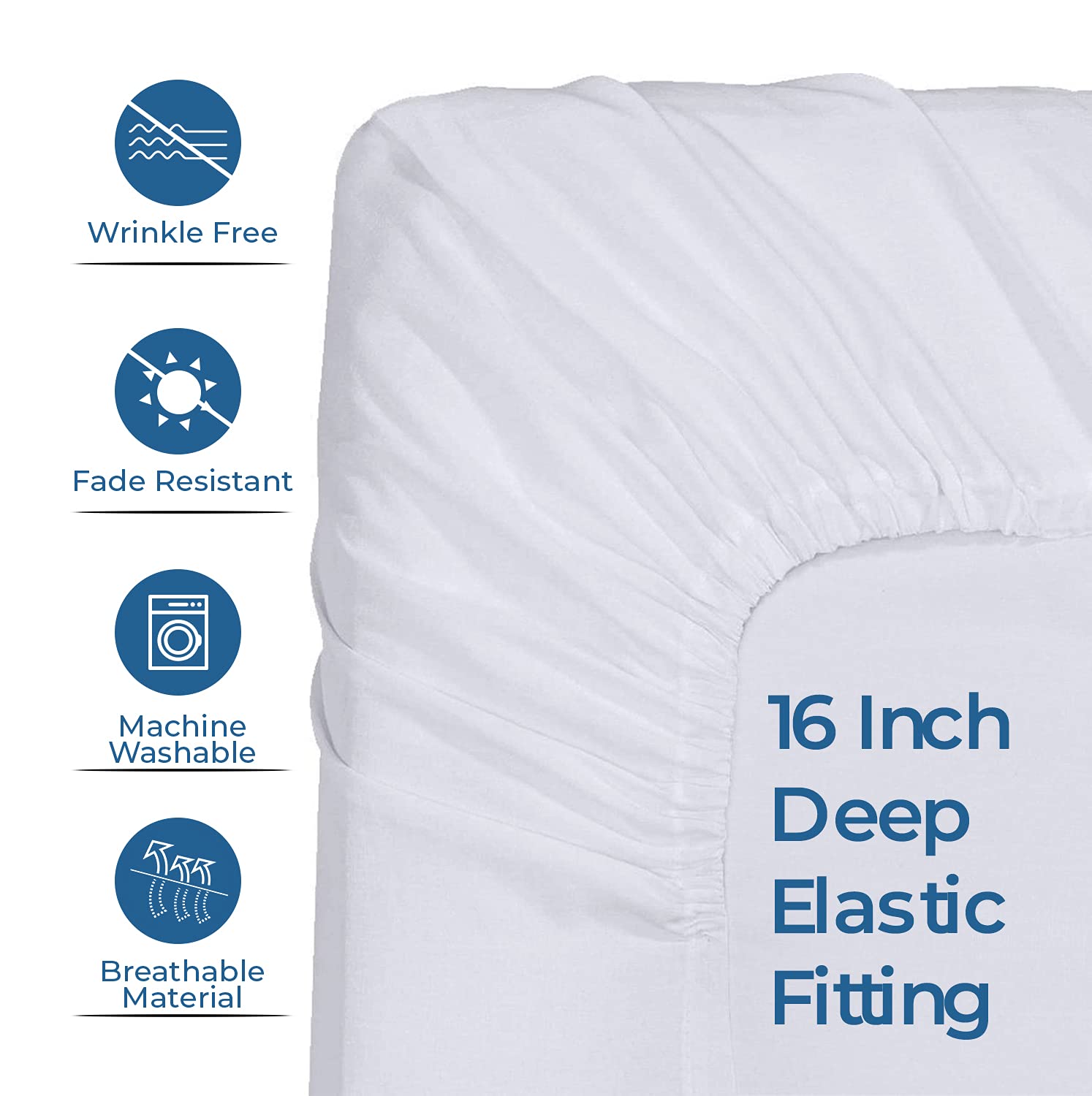 Luxury 100% Cotton Twin Jersey Sheet Set - Ultra Soft T-Shirt Material All Season Bedding - Deep Pocket Fitted Sheet for Comfortable Sleep (3Pc, Twin, White) - Perfect for Guest Rooms, Dorms & Cozy Bedrooms